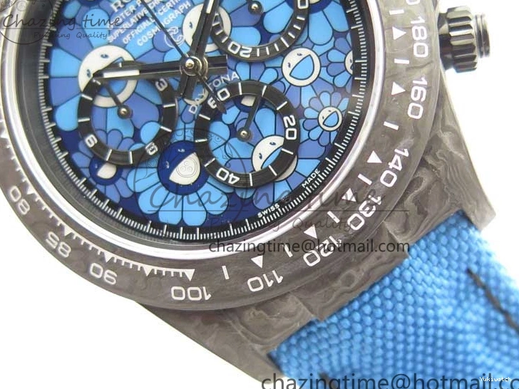 Edition Dial Daytona DIW Strap Blue Carbon A4130 Light Blue OMF Best Light Nylon on 1123